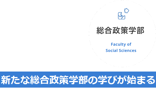 総合政策学部　Faculty of Social Sciences　「総合的な教養」と「実践力」を養い、将来の可能性を広げるカリキュラム